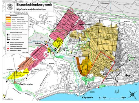 Stollenplan Braunkohlenbergwerk